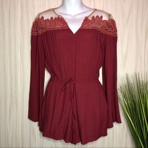 tea & cup Lace Tulle Sheer Romper